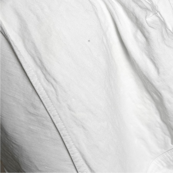 ALC Linen Blend Ruffled Flutter Short Sleeve Tie Waist V-Neck Mini Wrap Dress 10 - Picture 16 of 16